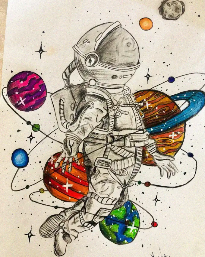 12 Impressive Astronaut Drawings that will Launch your Creativity