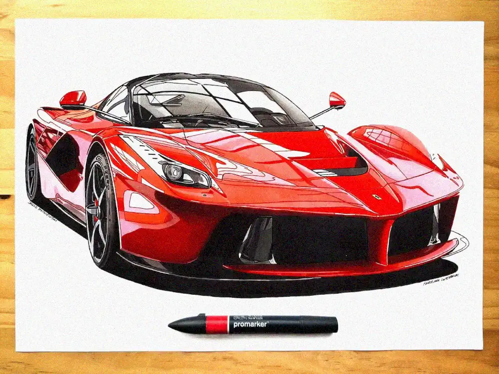 Sketching a Red Sports Car
