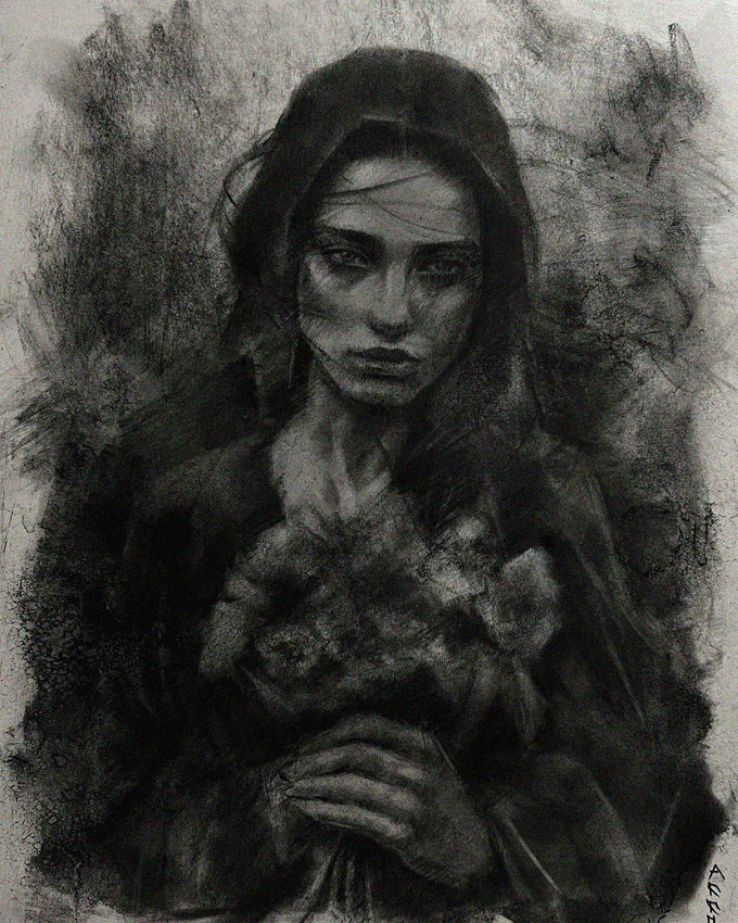 Sorrowful Bloom in Charcoal Gloom
