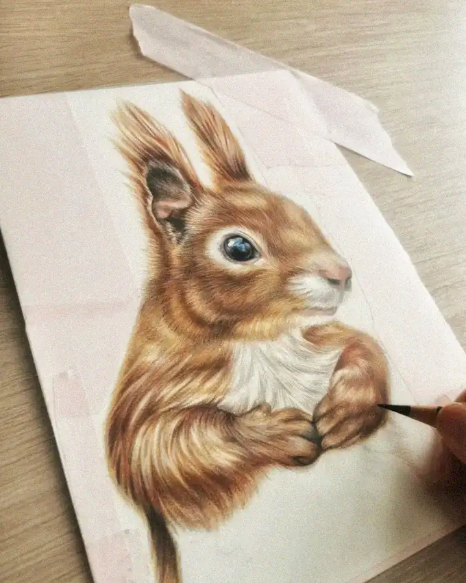 Delicate Squirrel Sketch in Vibrant Colors
