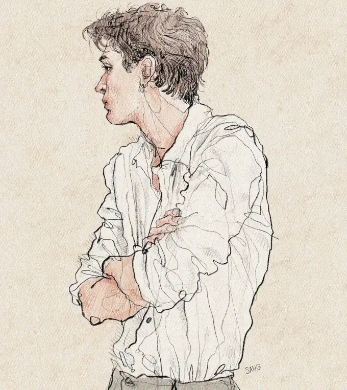 Contemplation in Profile: A Young Man's Stance