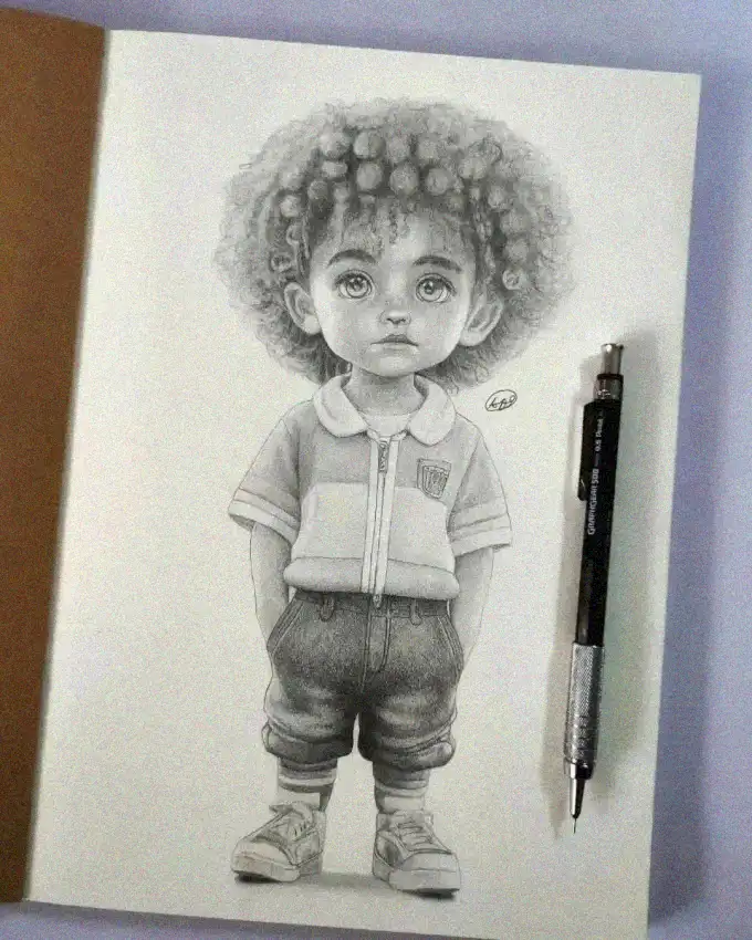 Sketch of a Curly-Haired Prodigy