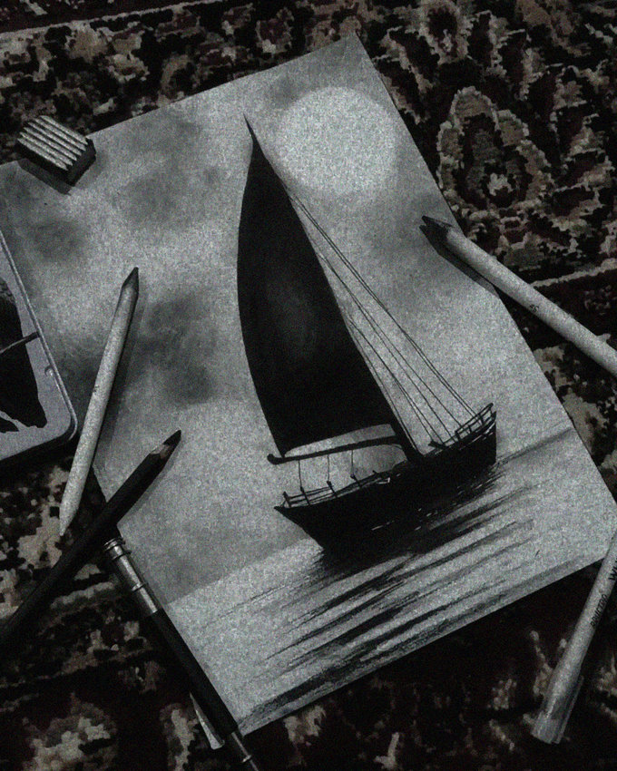 Voyage Sketch: A Charcoal Reverie
