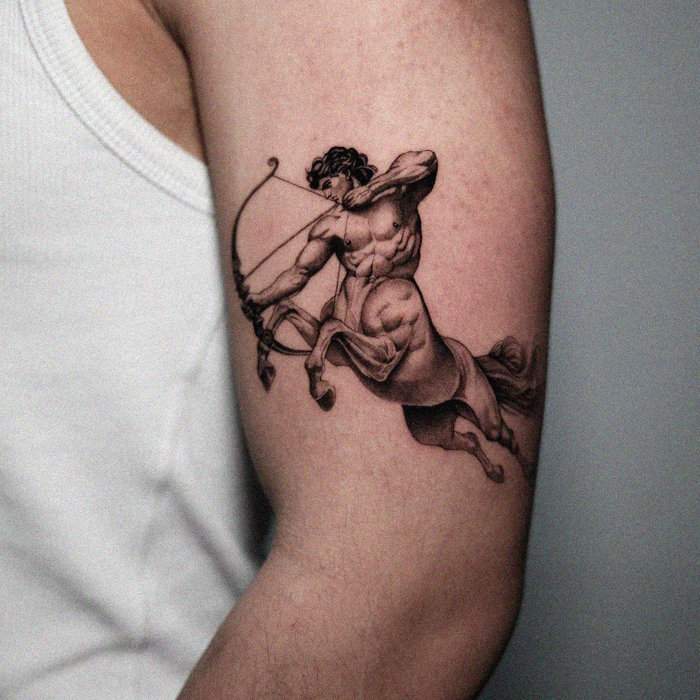 Centaur Archer Inked on Skin Canvas
