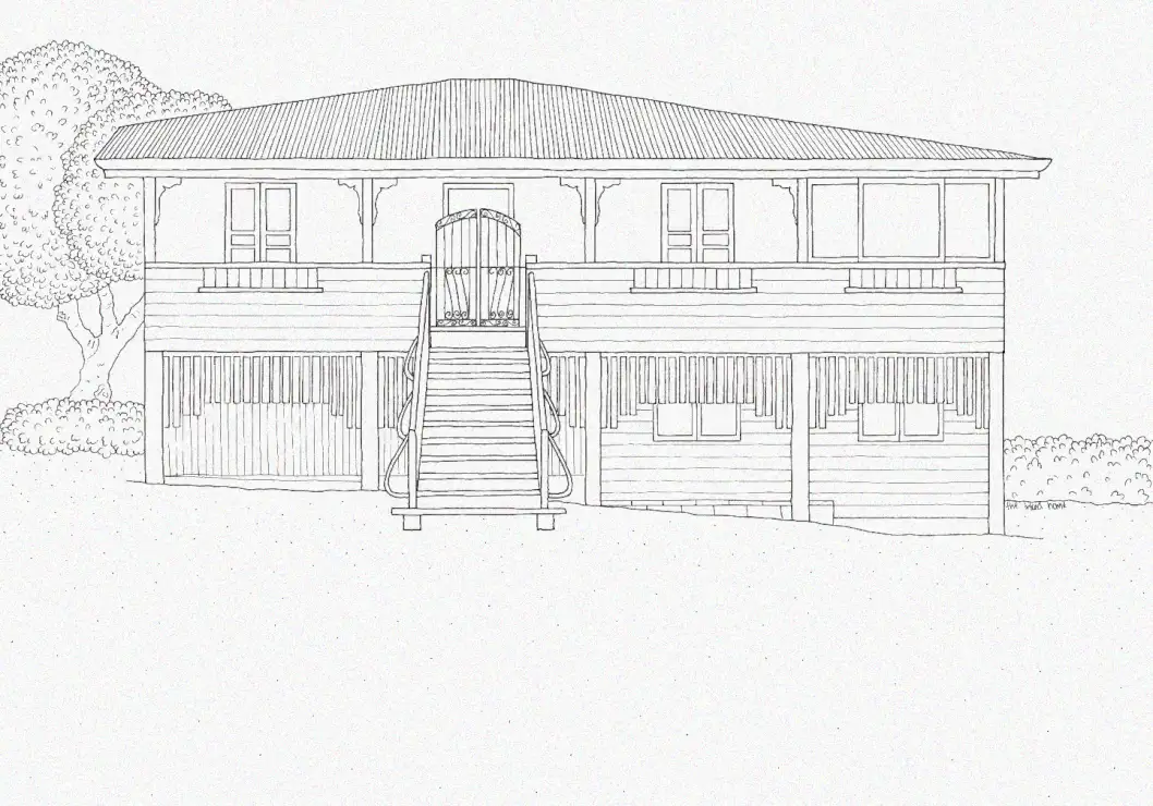 Sketch of a Charming Two-Story Home