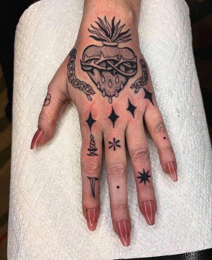 Inked Love and Life Symbols on Hand
