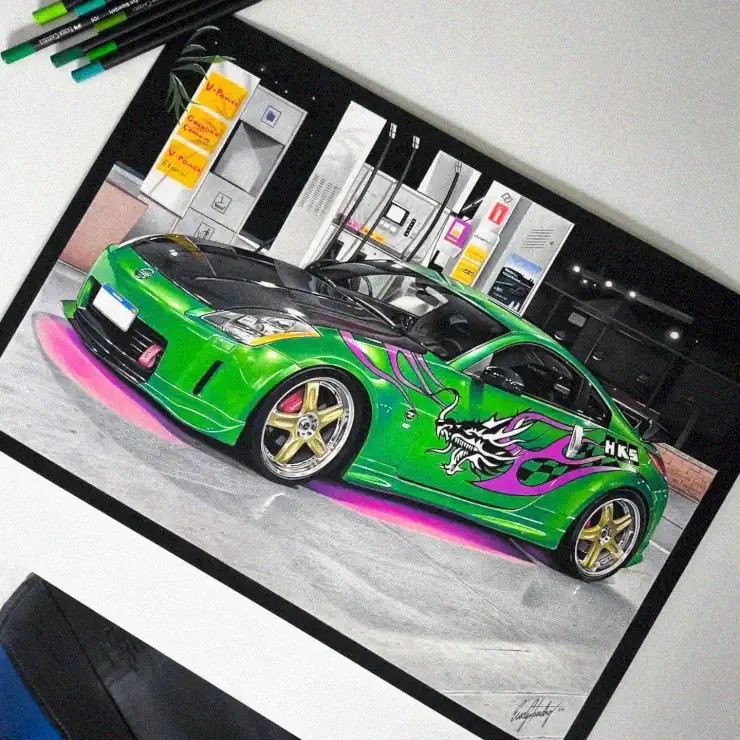 Dragon Sports Car: Artist's Immaculate Illustration