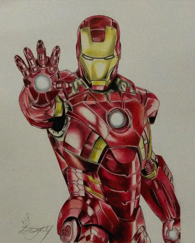 Iron Man Unleashed in Hand-Drawn Artistry