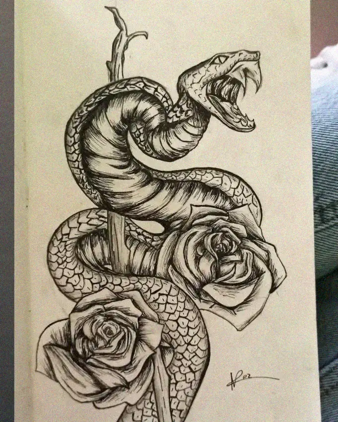 Serpent Entwined in Thorny Embrace