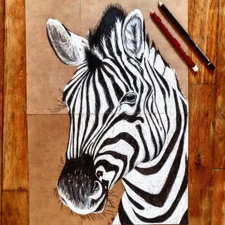 Monochrome Zebra Study Amongst Pencils