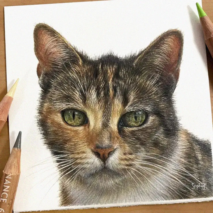 Emerald Gaze Through Colored Pencils