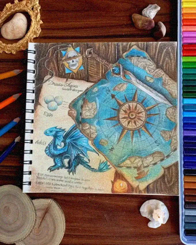 Dragon Sketchbook Creation Amid Nature's Artistry