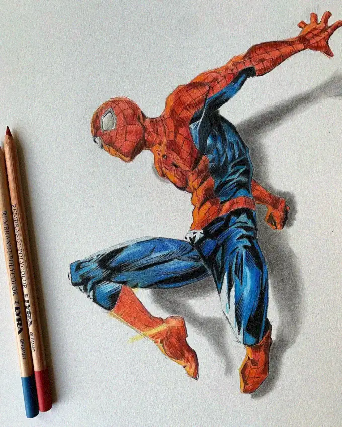 Dynamic Spider-Man Sketch with Pencils