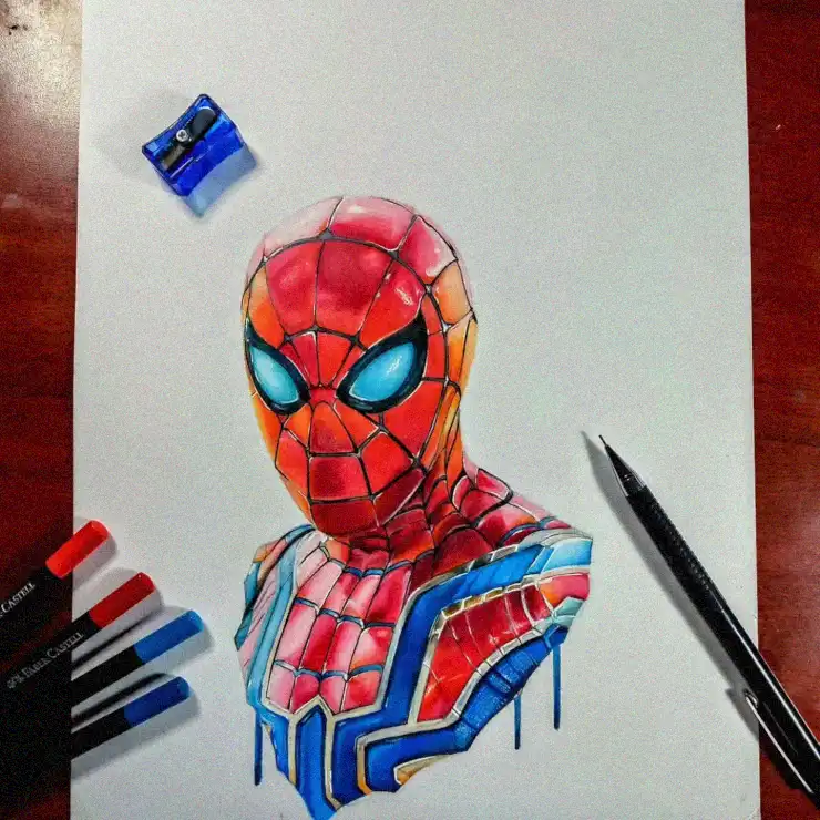 Spider-Man Sketch with Colorful Markers
