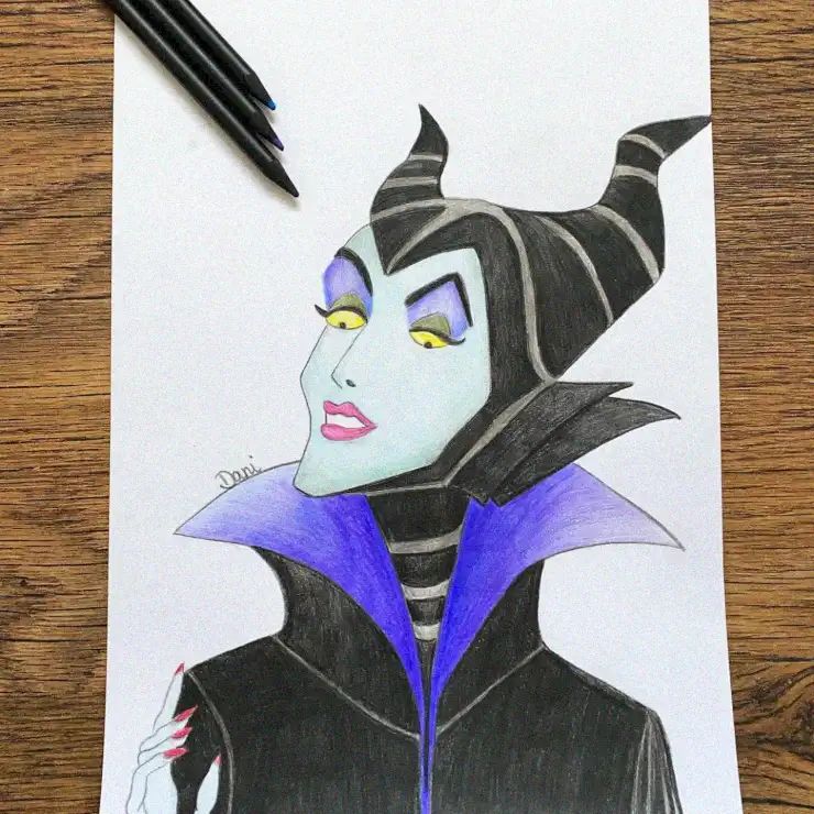 Maleficent's Allure in Colored Pencil