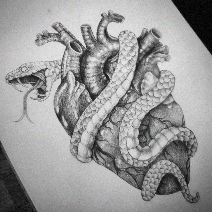 Heart Ensnared in Serpent's Embrace
