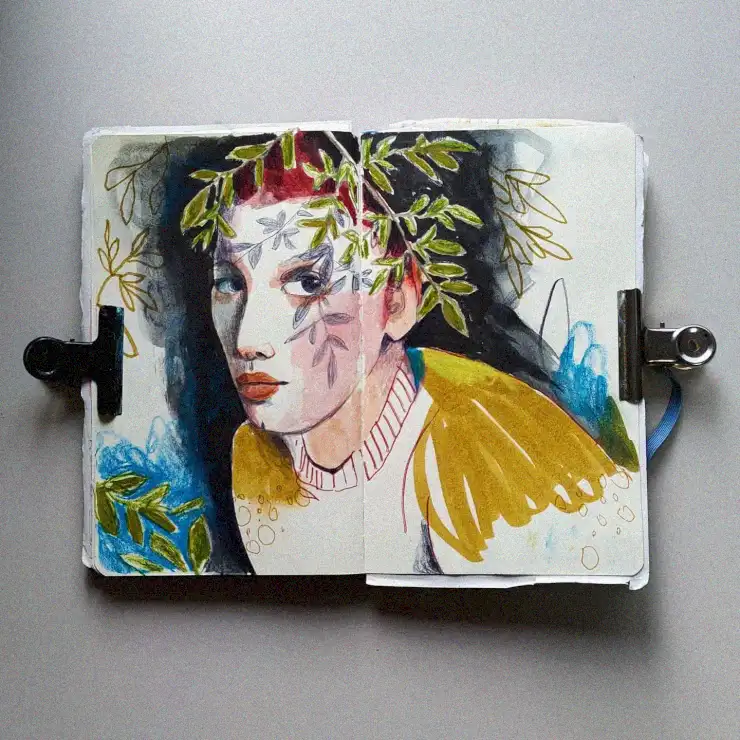 Watercolor Portrayal of a Leafy Coronation