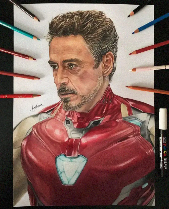 Iron Man Illustrated Amidst Colorful Creativity