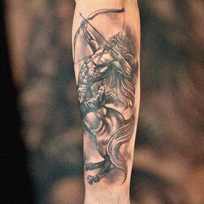 Centaur Archer Tattoo in Monochrome