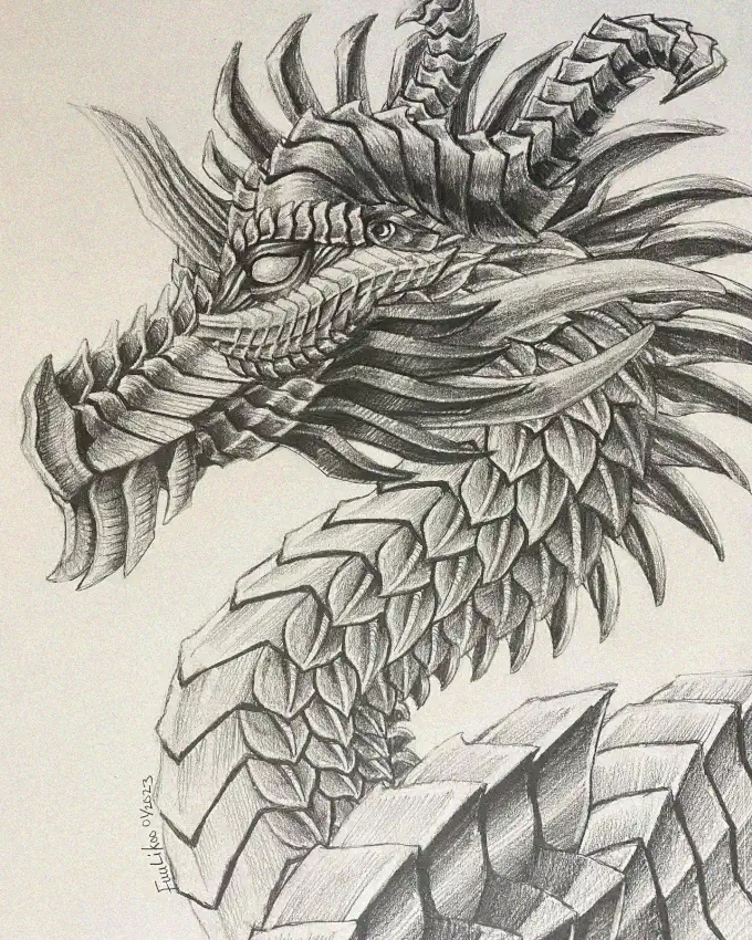 Draconic Majesty in Delicate Pencil