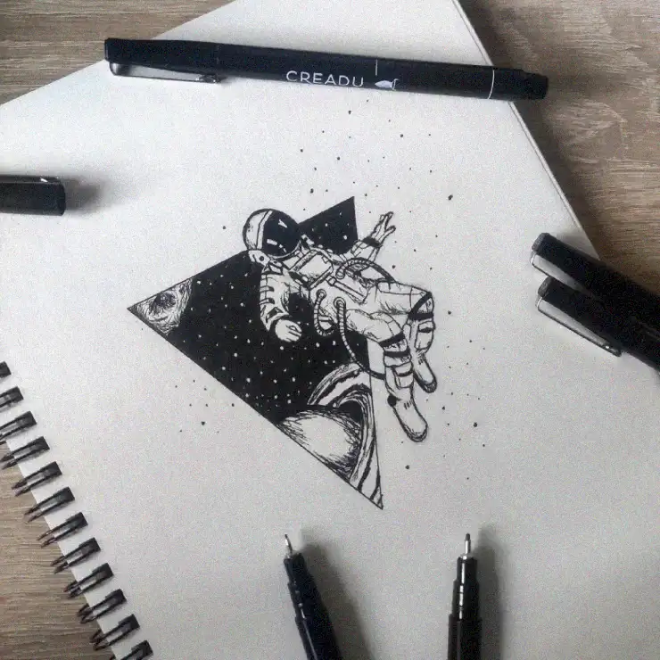 Galactic Dreams in Monochrome Sketches