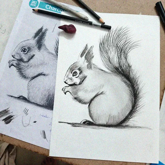 Squirrels in Charcoal: An Artist's Study