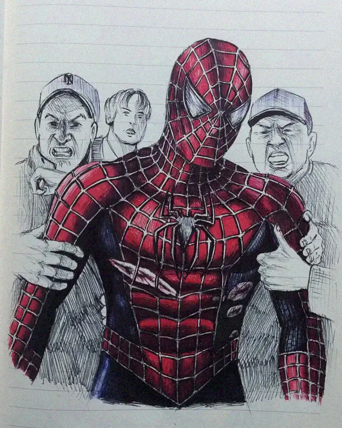 Spider-Man's Hand-Drawn Confrontation
