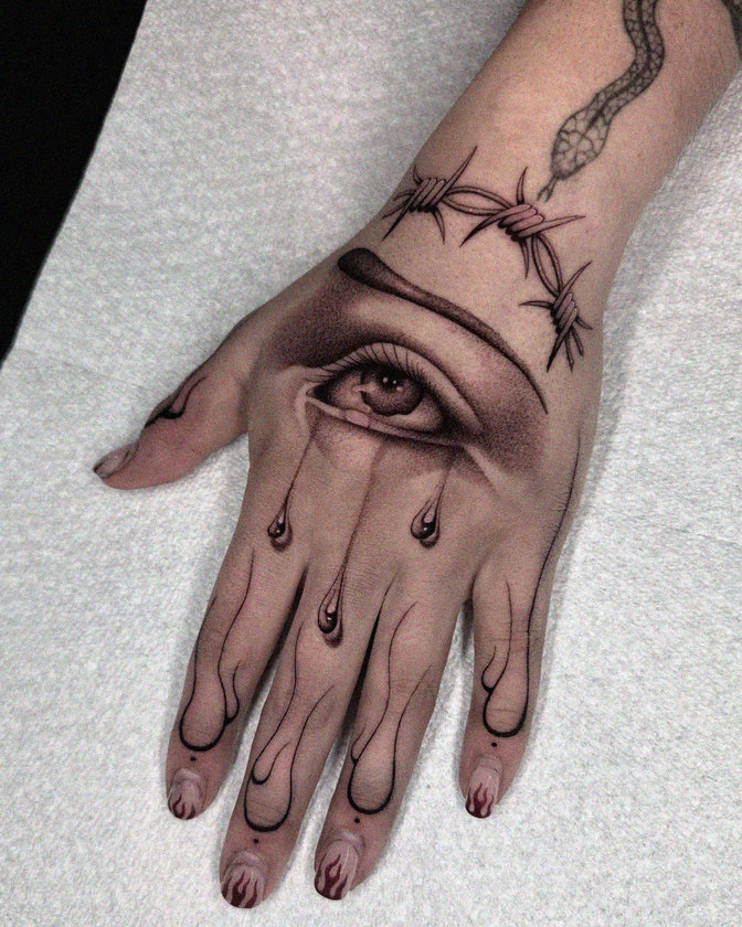 Barbed Tears Inked on Skin Canvas