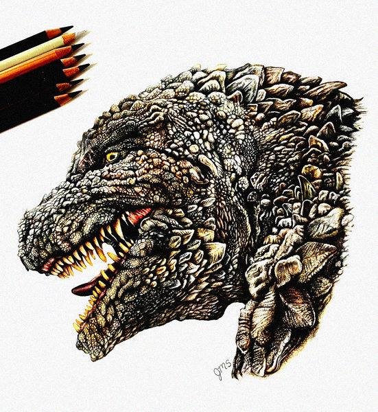Dinosaur Beast Unleashed in Colored Pencil