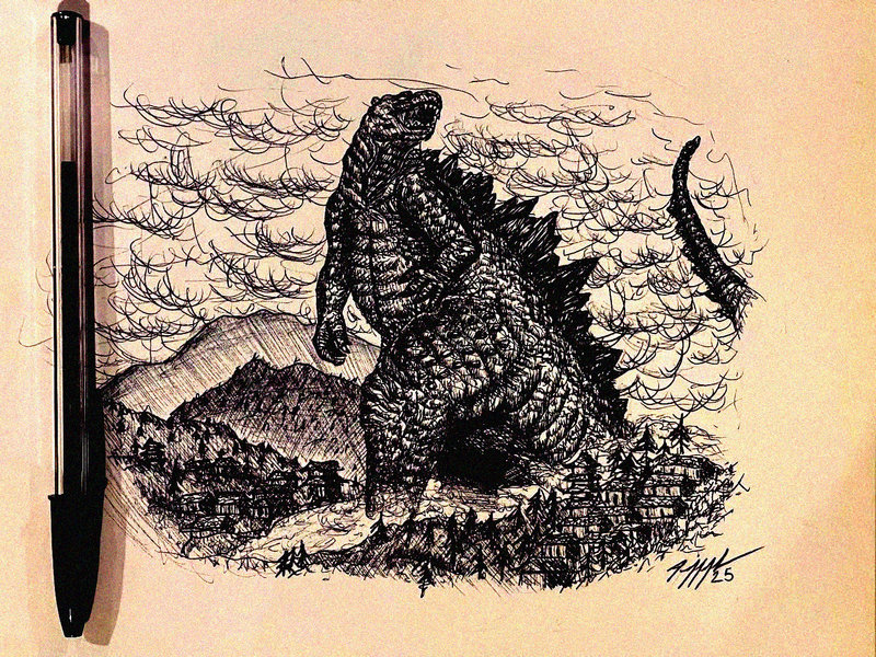 Godzilla's Rampage in Ink and Paper