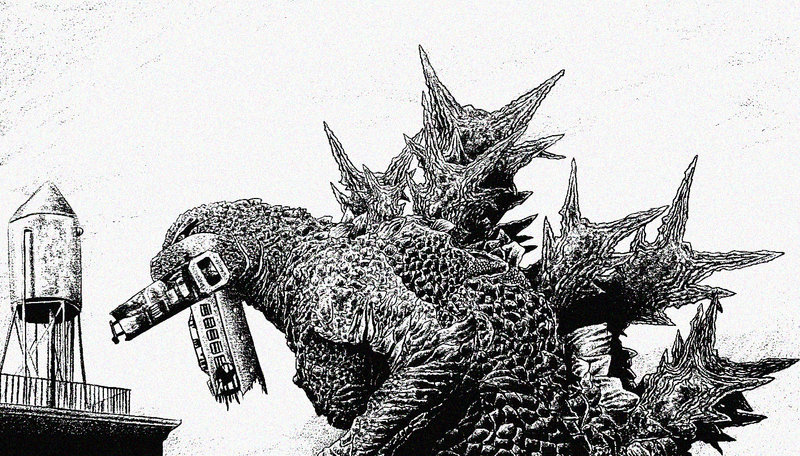 Godzilla's Monochrome Rampage onto Launch Pad