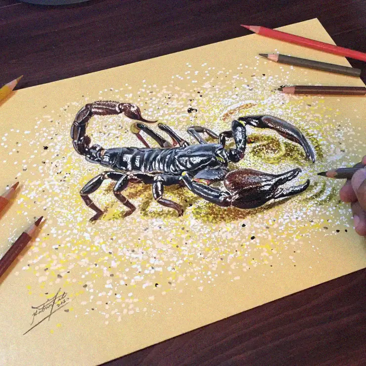 Realism in Colored Pencil: A Scorpion's Shadow