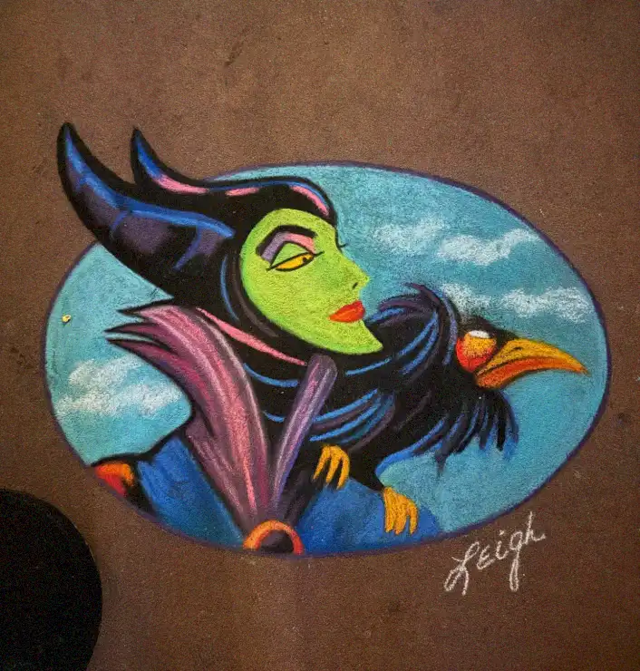 Chalked Maleficent and Raven Masterpiece