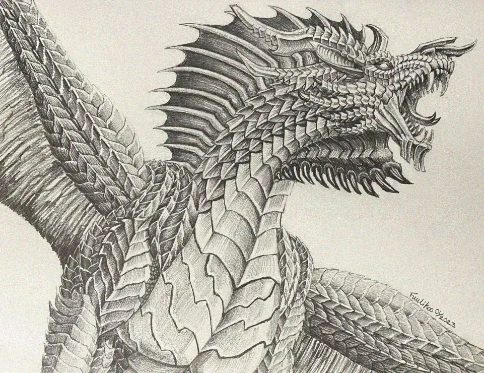 Dragon Majesty: An Intricate Pencil Sketch