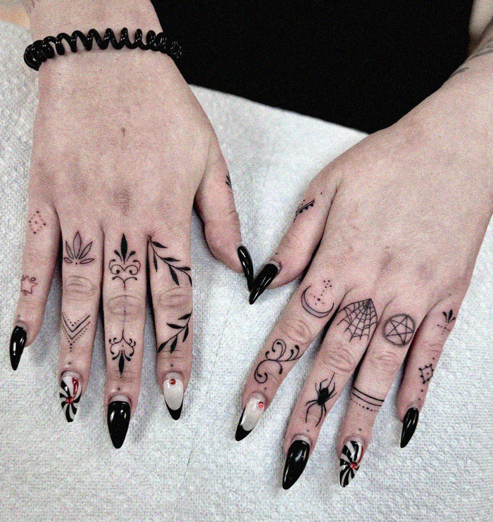 “Intricate Ink and Monochrome Manicure Close-up