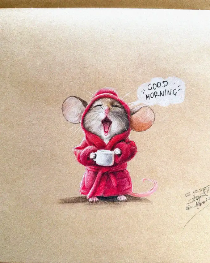 Morning Wishes from the Cheerful Mouse