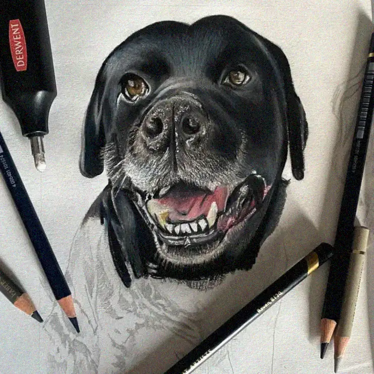 Sketching Shadows: A Dog Amid Tools