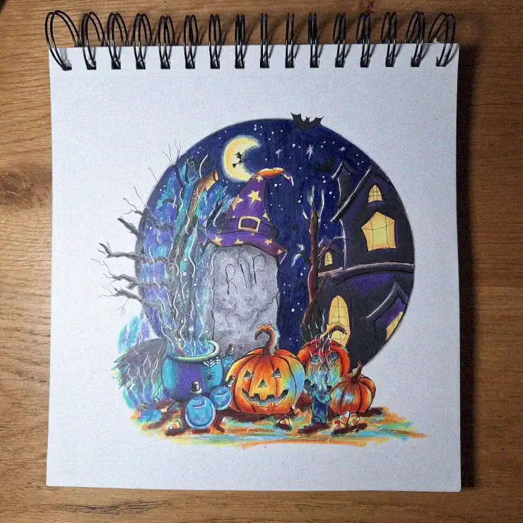 Spooky Elegance: A Halloween Sketchpad Tale