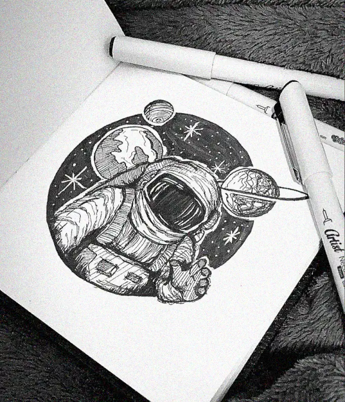 Astro Odyssey Sketched in Monochrome