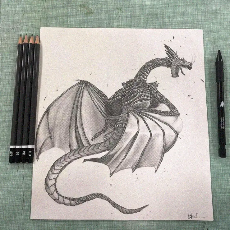 Dreamy Dragon Amidst the Artist's Tools