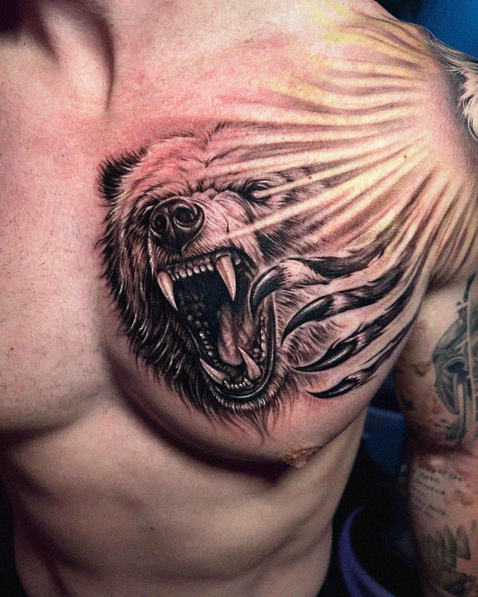 Roaring Bear Tattoo Inked on Arm