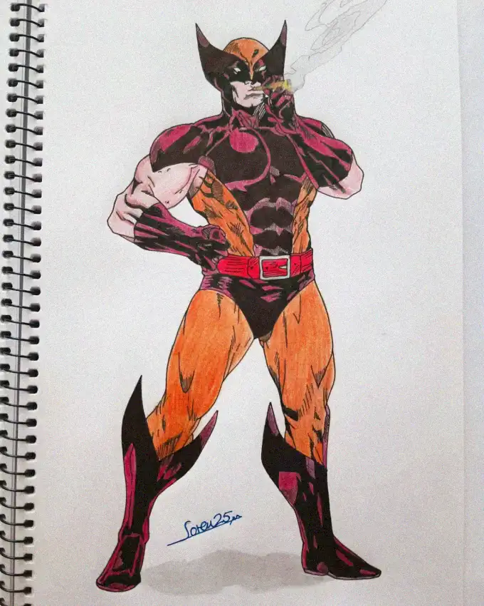 Wolverine Unleashed in Hand-Drawn Notebook Art
