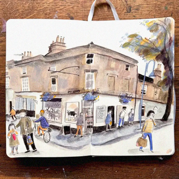 Watercolor Whispers of a Lively Street