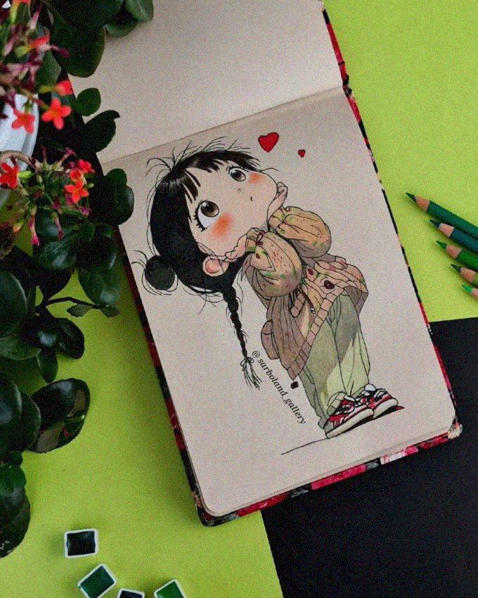 Sketchbook Whimsy in Vibrant Green