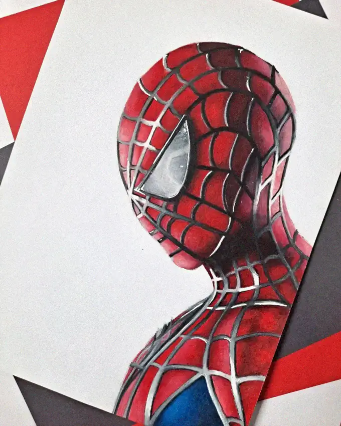 Spider-Man's Artistry Revealed in Crimson Webbing