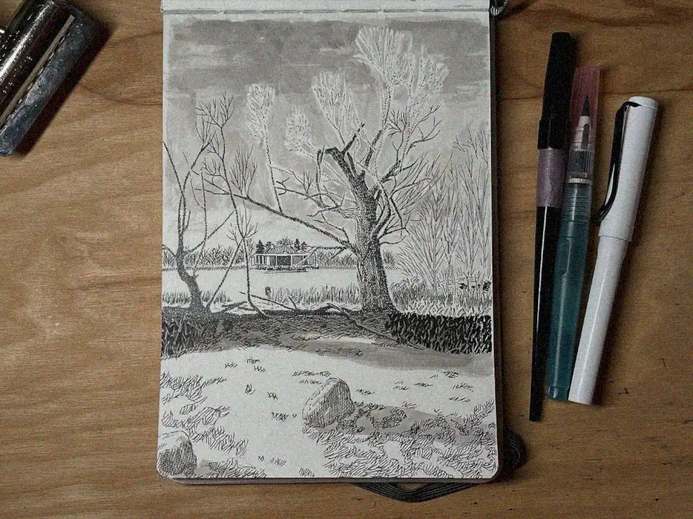 Sketch of Serenity Amidst the Artistry