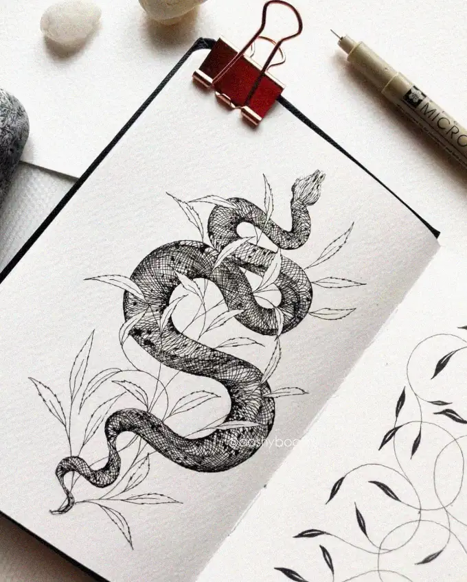 Snake Amidst Foliage: An Artist's Study