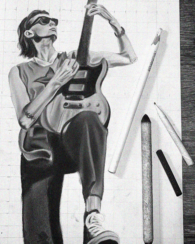 Sunglasses Serenade: Sketching Rock's Leading Lady