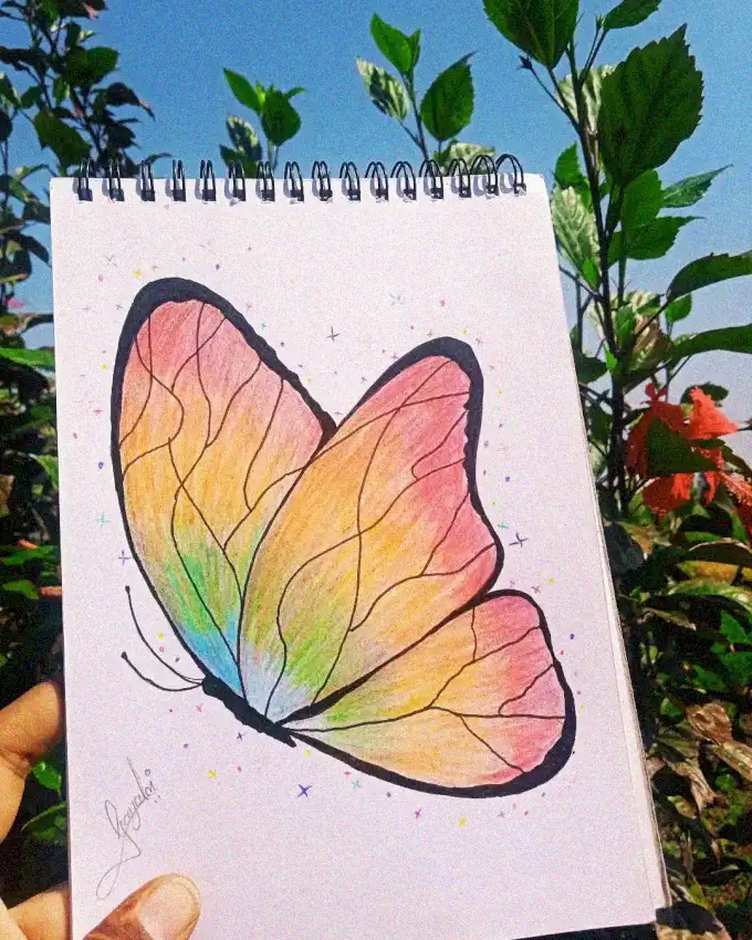 Butterfly Sketch Amidst Verdant Canopy