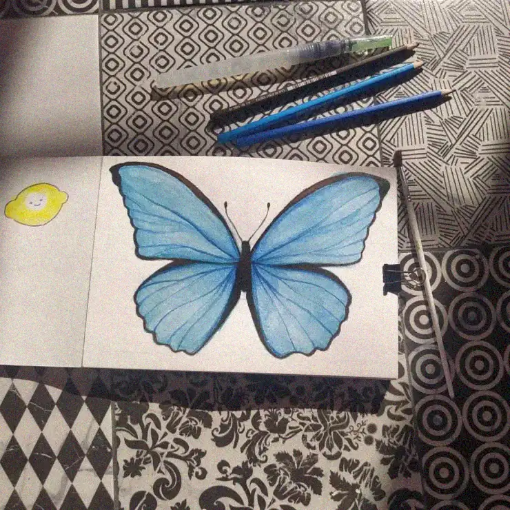 Artistry in Blue: Butterfly Illustration Unveiled